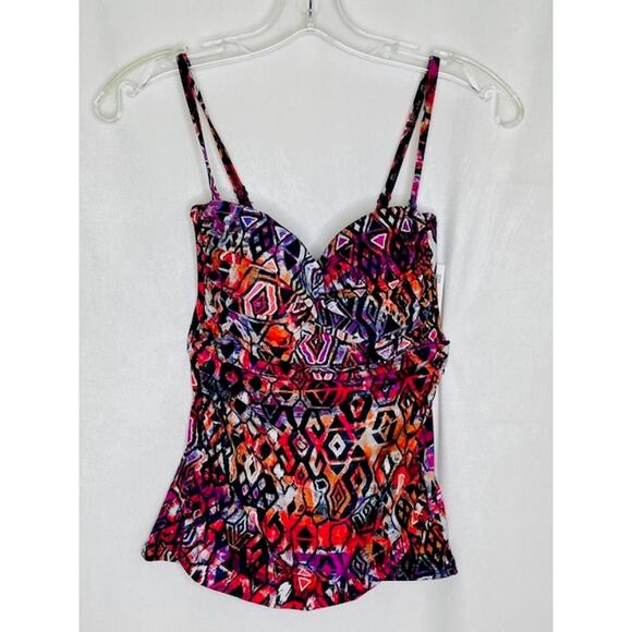 Gottex Profile multi/pink tankini swim suit top women's size 6 - NWT - Picture 1 of 6